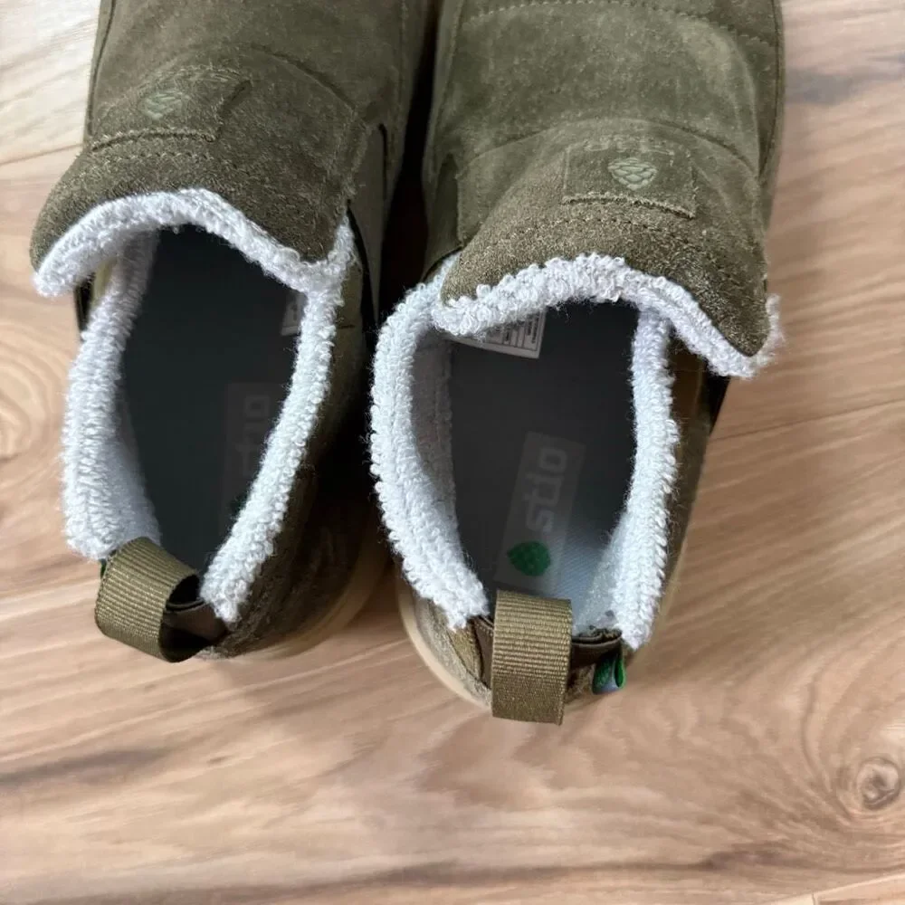 Stio Men’s Olive Green Suede Leather Colter Low Slip On Shoes Size 10
